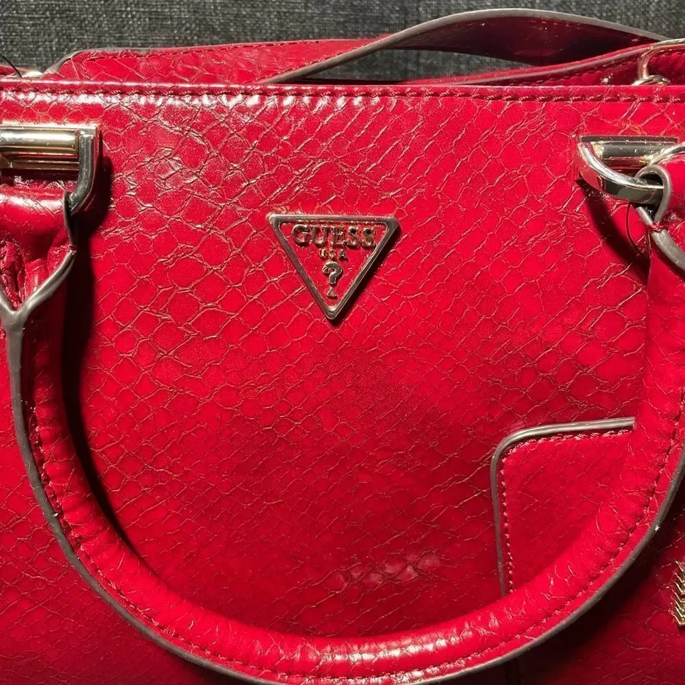 Red Guess Python Moonlight Handbag - Picture 2 of 7